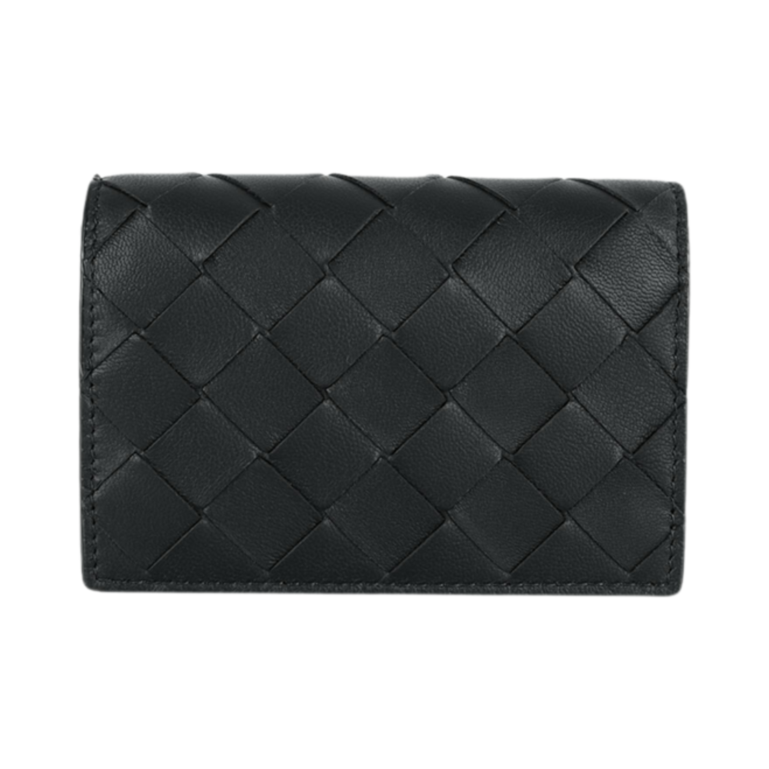 보테가 베네타 인트레치아토 폴드오버 탑 카드 케이스 블랙(Bottega Veneta Intrecciato Foldover Top Card Case Black)