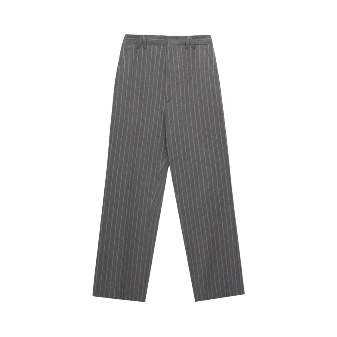 P0003CQM STU Stripe Straight Wool Slacks Grey