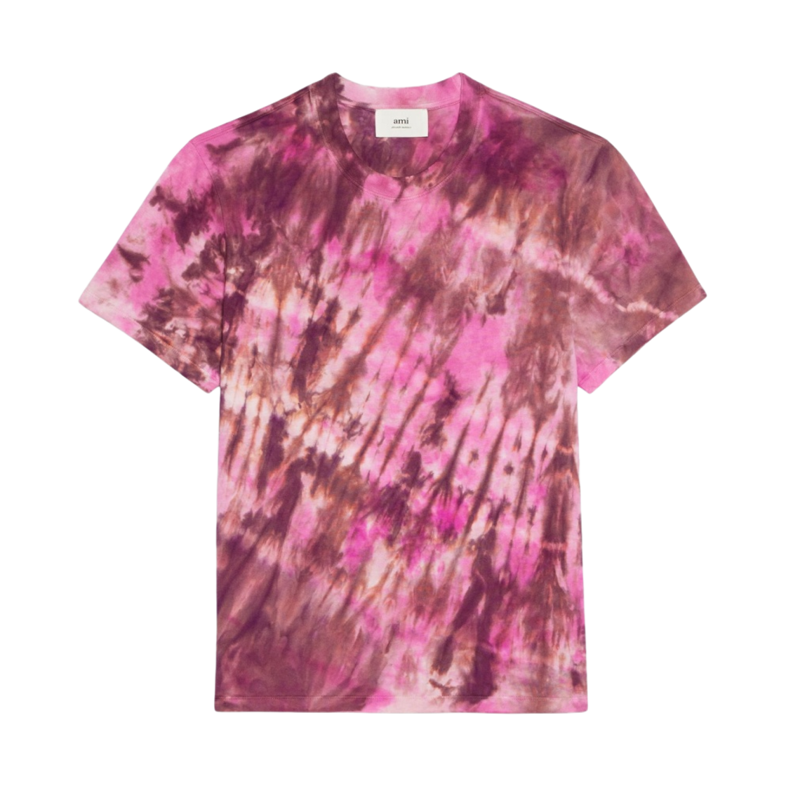 E22UTS008-728-654 AMI Tie Dye Cotton Jersey T-Shirt Pink White - 22SS