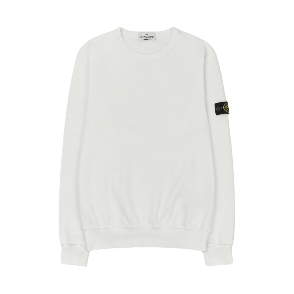 761661340-V0001 (Kids) Stone Island 61340 Cotton Fleece Crewneck Sweatshirt White - 22SS
