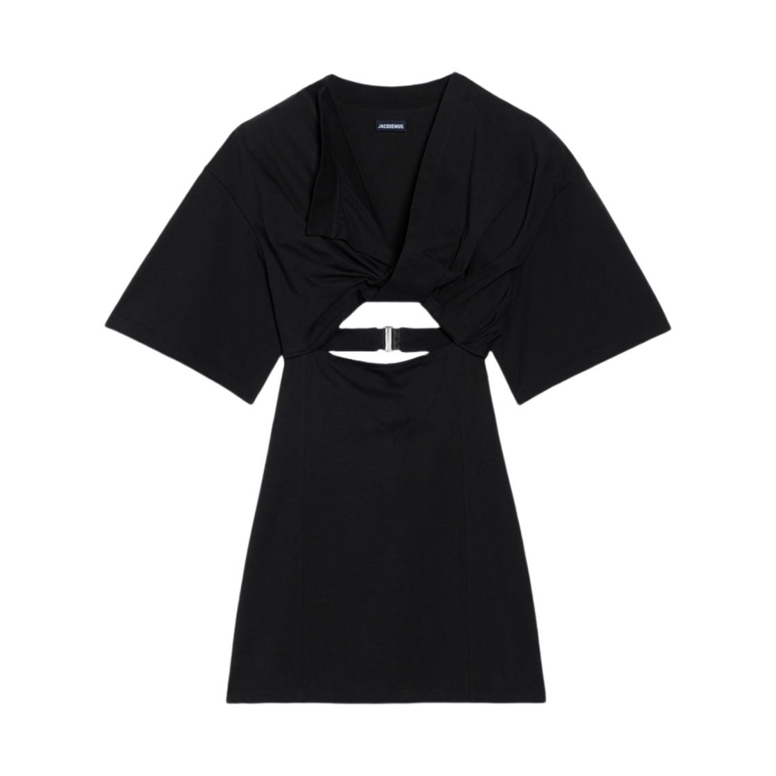 (W) 자크뮈스 라 로브 티셔츠 바이아 트위스티드 티셔츠 미니 드레스 블랙((W) Jacquemus La Robe T-Shirt Bahia Twisted T-Shirt Mini Dress Black) - 1