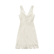 FARVEN Deep V-Neck Dress Ivory