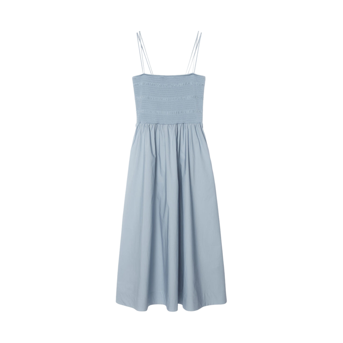 (W) 코스 쉬레드 미디 드레스 파우더 블루((W) COS Shirred Midi Dress Powder Blue) - 1