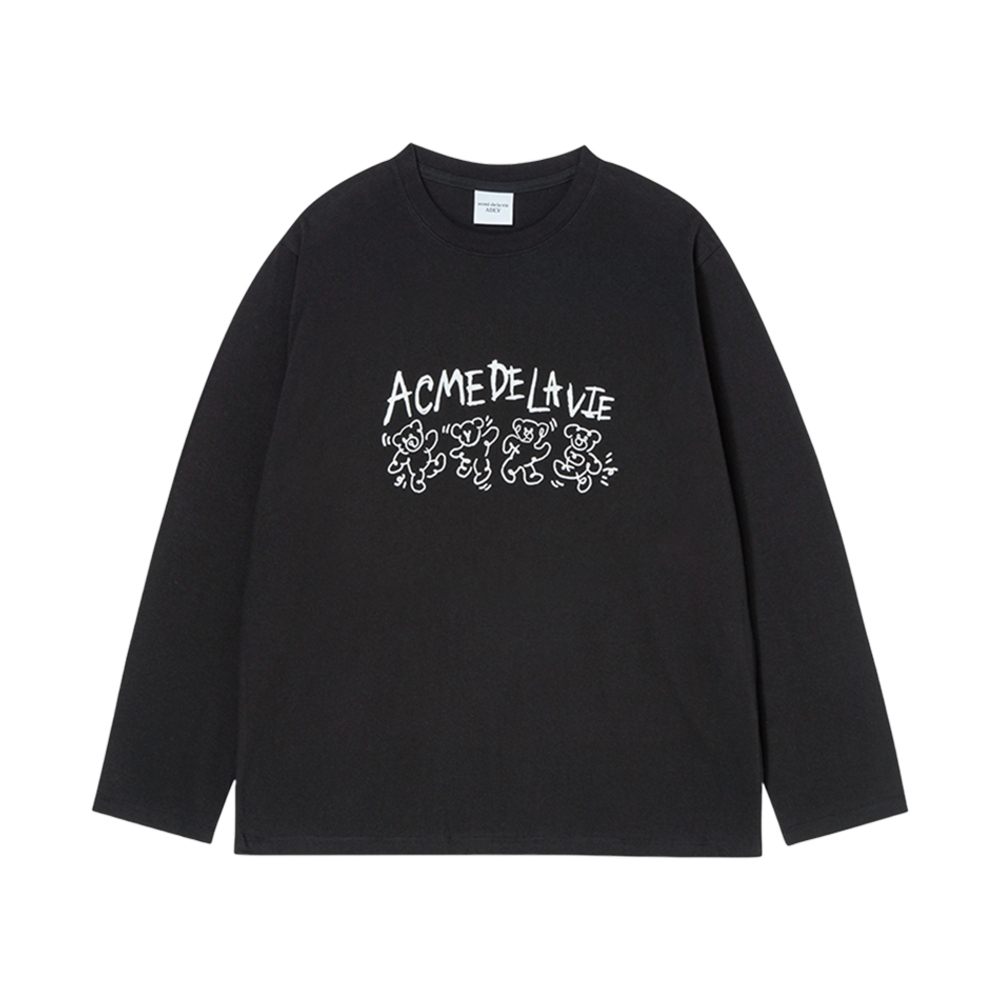 25SS-TP-LS-AW-DAB-BLK ACME DE LA VIE Dancing Bear Long Sleeve T-Shirt Black