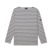 Saint James Guildo R A Striped Sailor Long Sleeve T-Shirt Ecru Marine