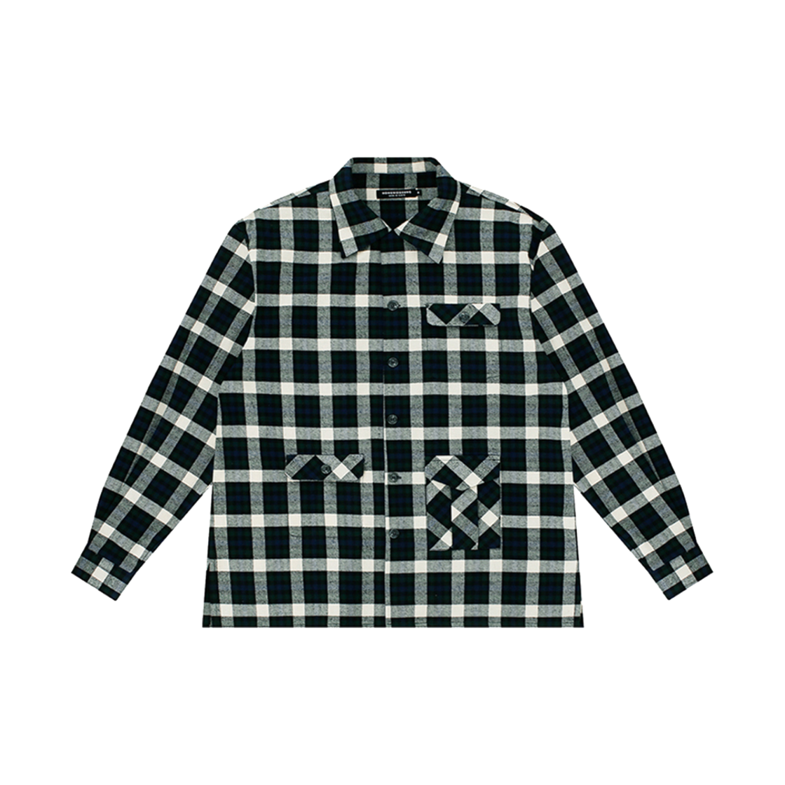 FW23SLS021GN Hongwoosung Loose Fit Workwear Open Collar Shirts Green