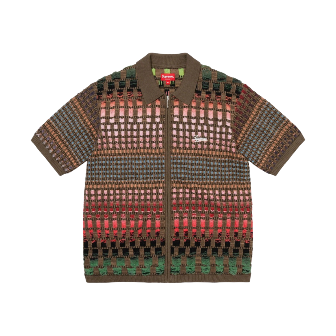 슈프림 그라디언트 그리드 집업 폴로 브라운 - 23SS(Supreme Gradient Grid Zip Up Polo Brown - 23SS)