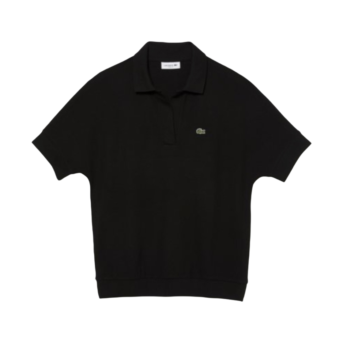 (W) 라코스테 릴렉스드 핏 헤리티지 폴로 셔츠 블랙((W) Lacoste Relaxed Fit Heritage Polo Shirt Black) - 1