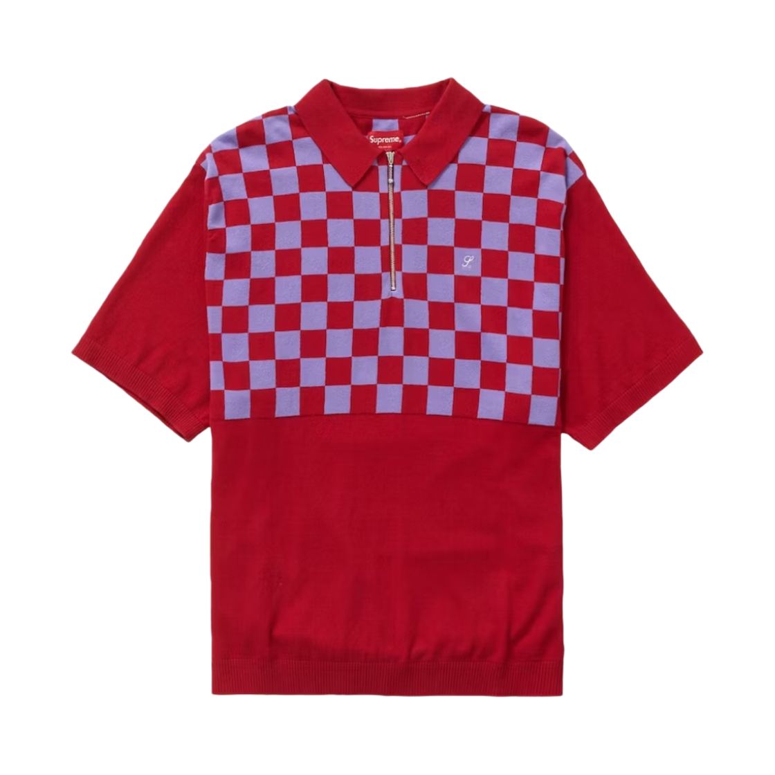 슈프림 체커보드 집 폴로 레드 - 22SS(Supreme Checkerboard Zip Polo Red - 22SS) - 1
