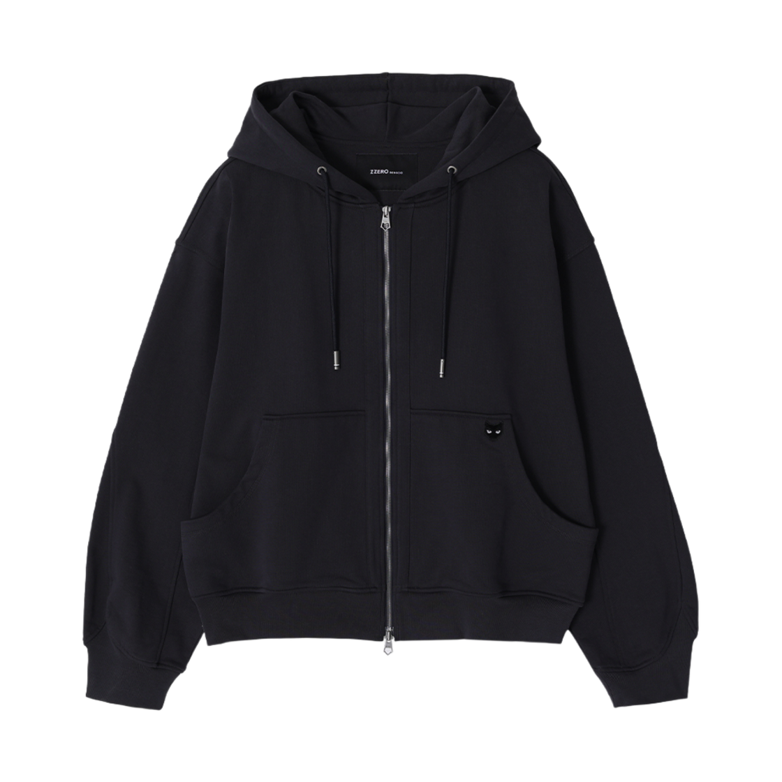 SH2TS817DN Songzio Zzero Pigment Washed Crewneck Zip Up Dark Navy