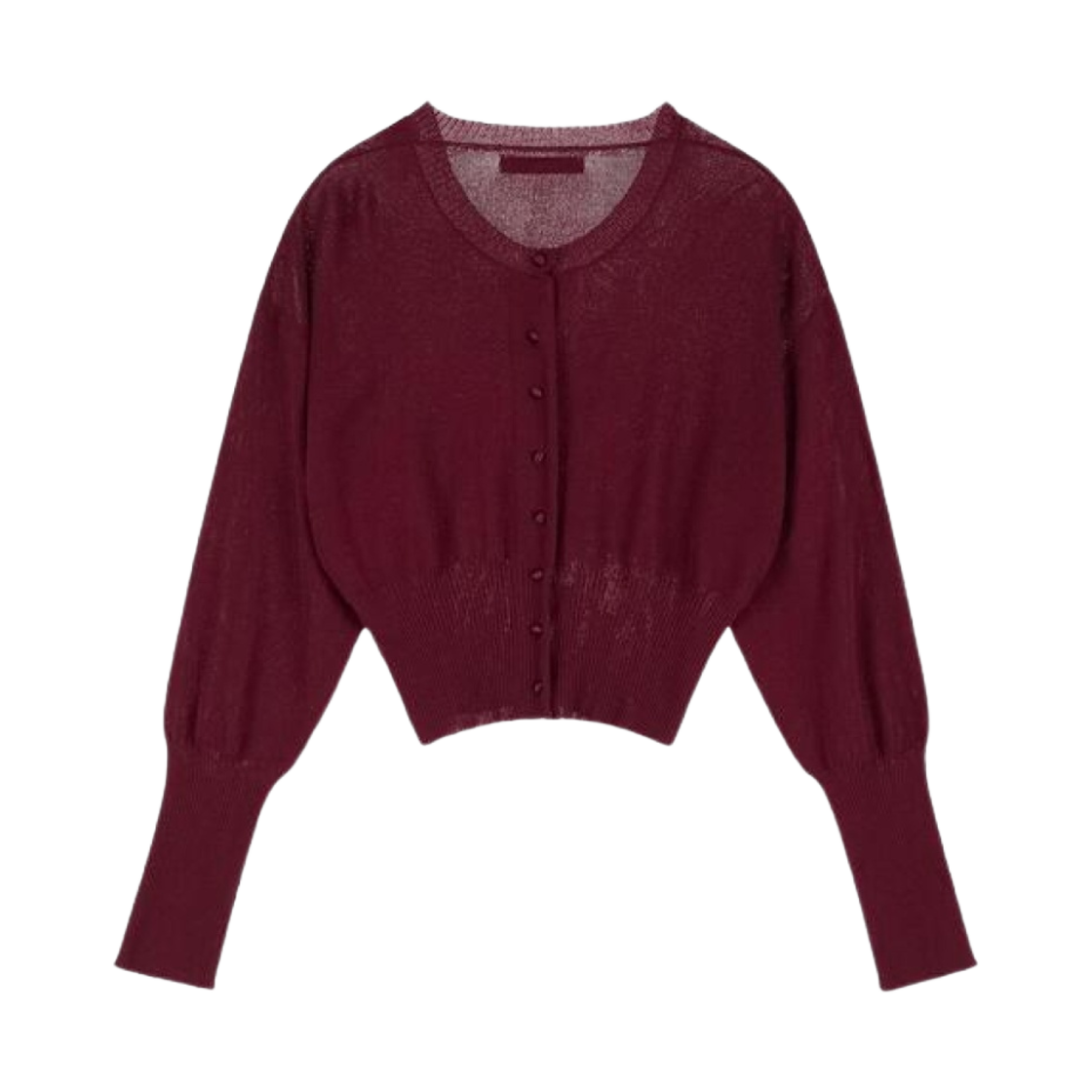 (W) 다이닛 크롭 라운드 가디건 버건디((W) Deinet Crop Round Cardigan in Burgundy)
