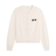 (W) Maison Kitsune Double Bold Fox Head Patch Regular Cardigan Latte