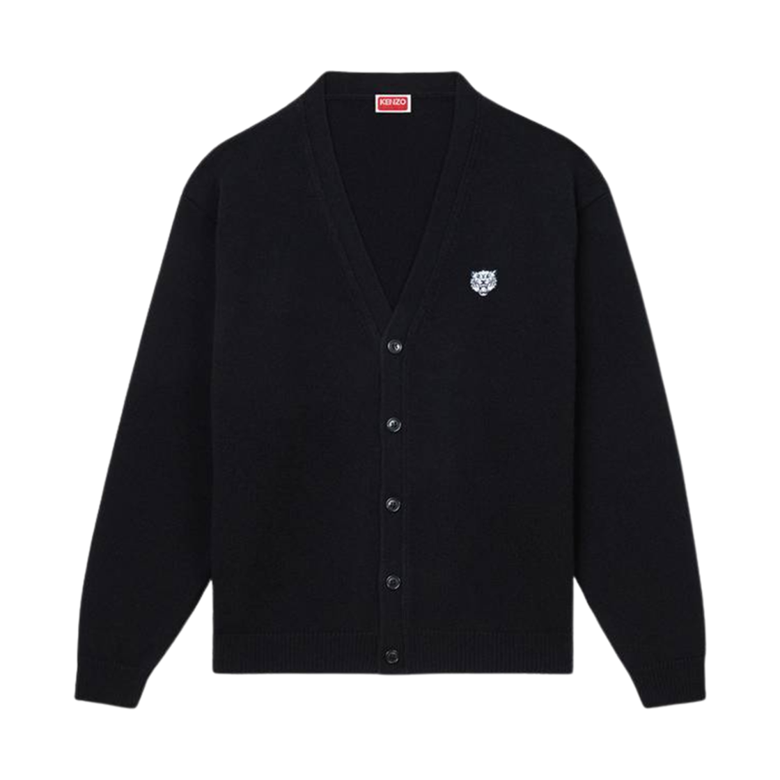 겐조 해피 타이거 자수 메리노 울 가디건 블랙(Kenzo Happy Tiger Embroidered Cardigan in Merino Wool Black)