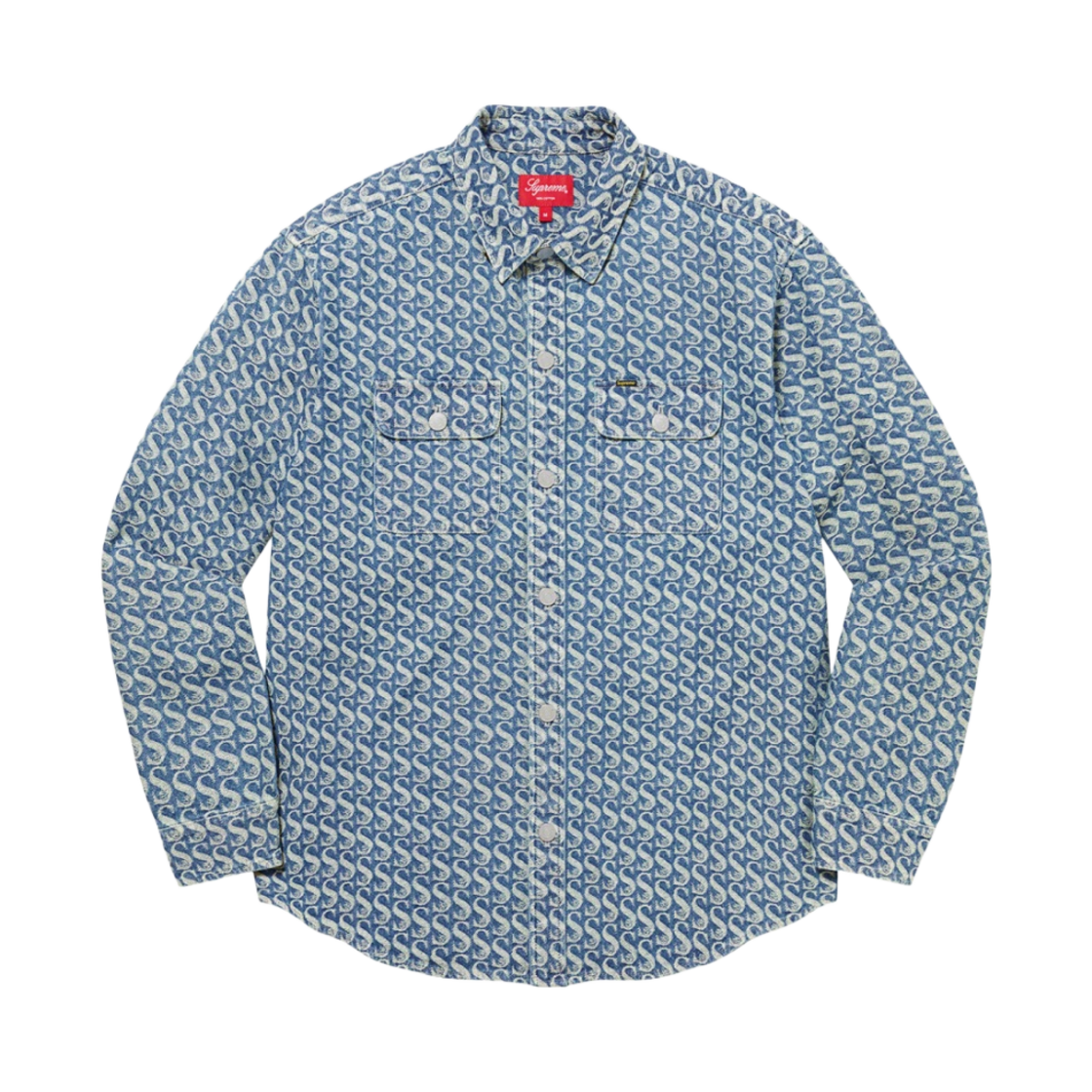 슈프림 모노그램 데님 셔츠 블루 - 21FW