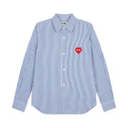 Play Comme des Garcons x Invader Cotton Broad Stripe Shirt Blue