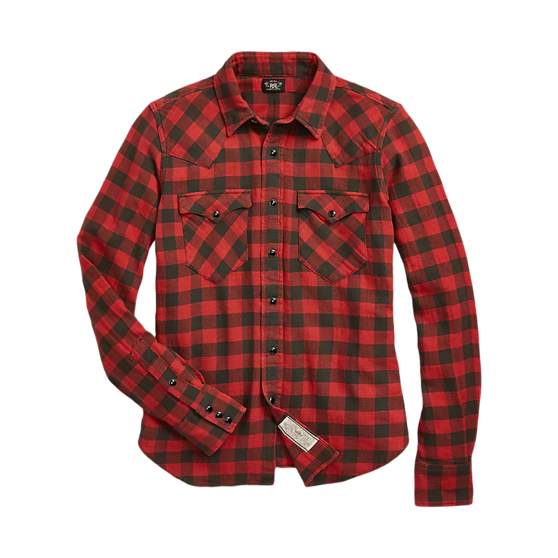 (W) 더블알엘 플레이드 코튼 리넨 웨스턴 셔츠 레드 블랙((W) Double RL Plaid Cotton Linen Western Shirt Red Black) - 1