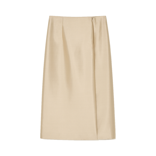 P0000ELL Kindersalmon Women Wool Silk Skirt Sand Beige