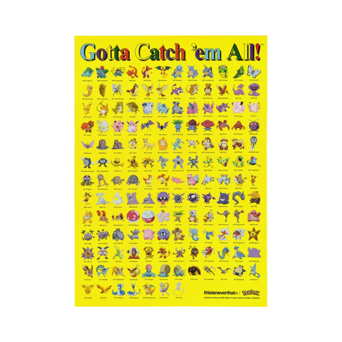 포켓몬 x 디스이즈네버댓 스티커 포스터 옐로우(Pokemon x thisisneverthat Sticker Poster Yellow)