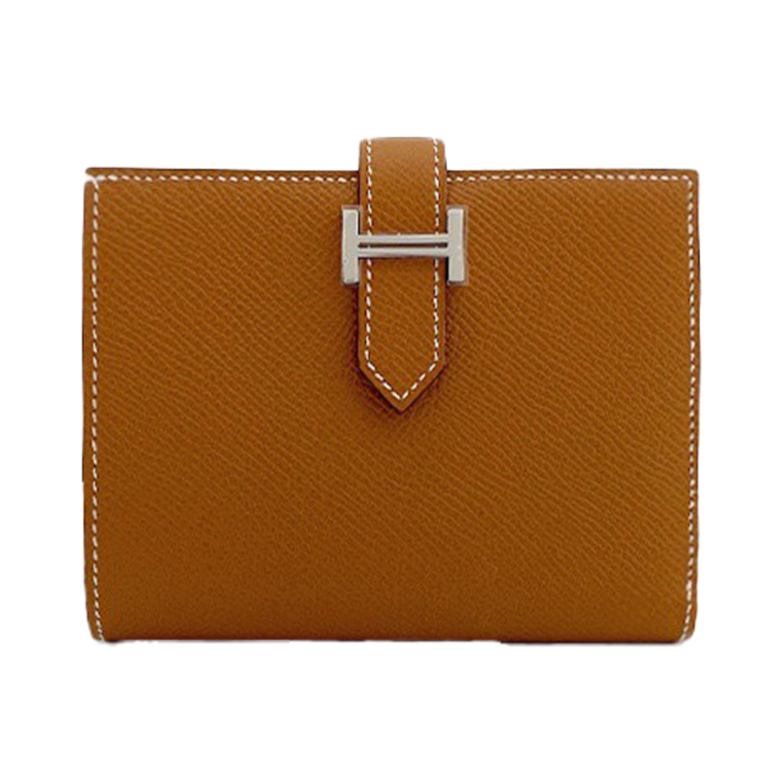 ITKIHWM4CEKV Hermes Bearn Wallet Camel Gold Silver B Stamp