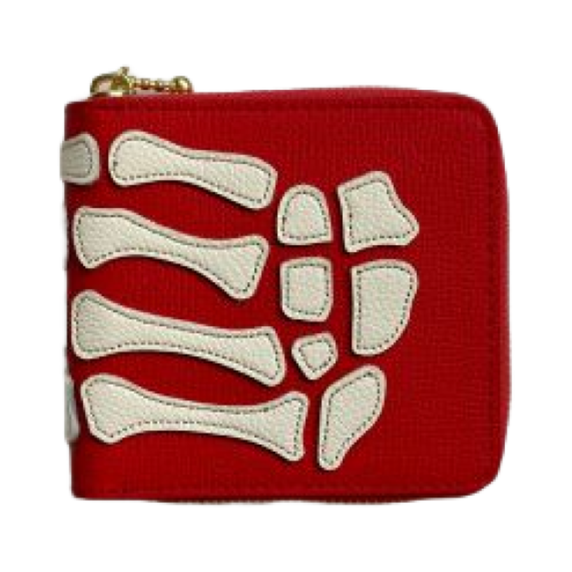 K2503XG522 Kapital Thumbs Up Bone Hand Zip Wallet Red