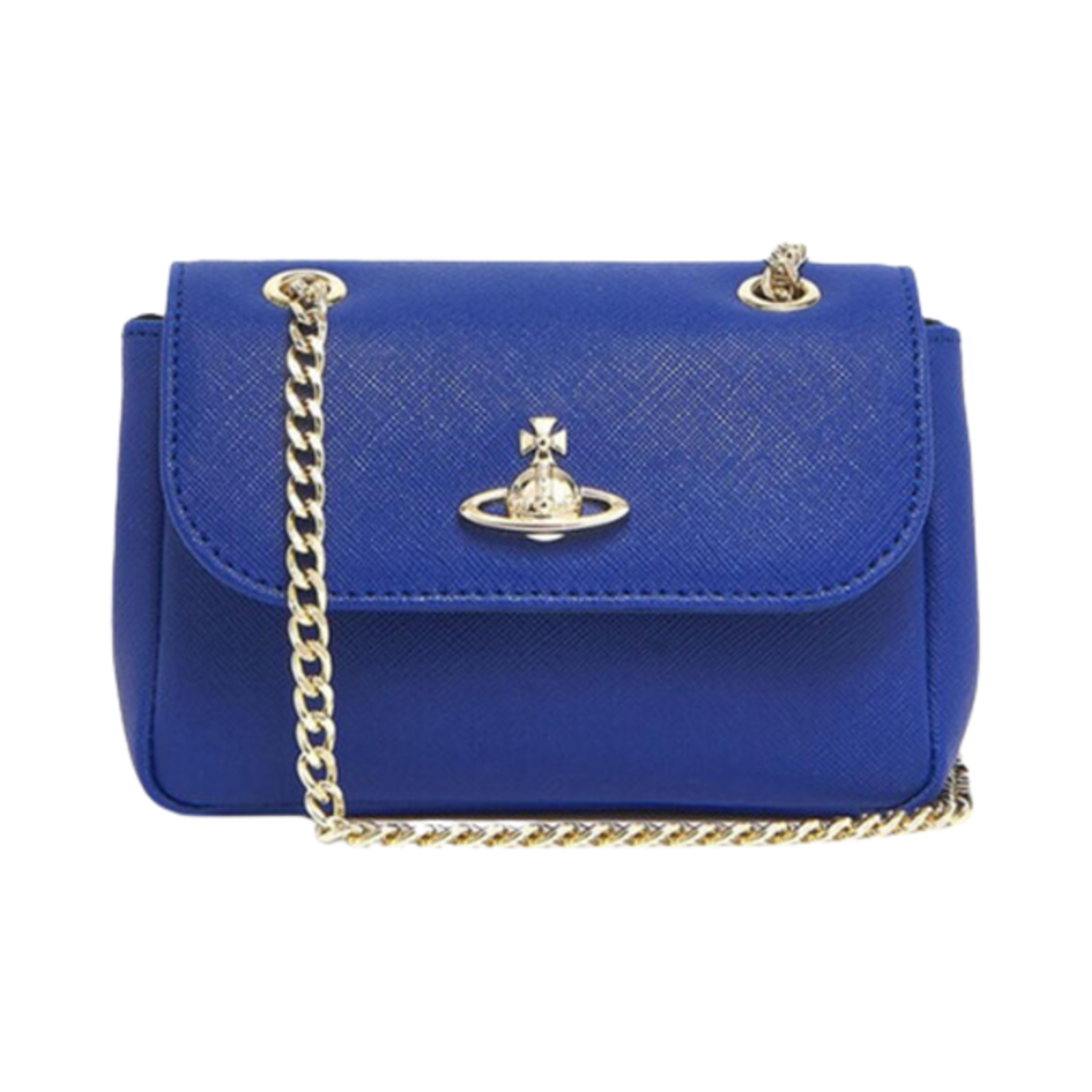 52020005-L001N-K405 Vivienne Westwood Saffiano Small Purse With Chain Blue