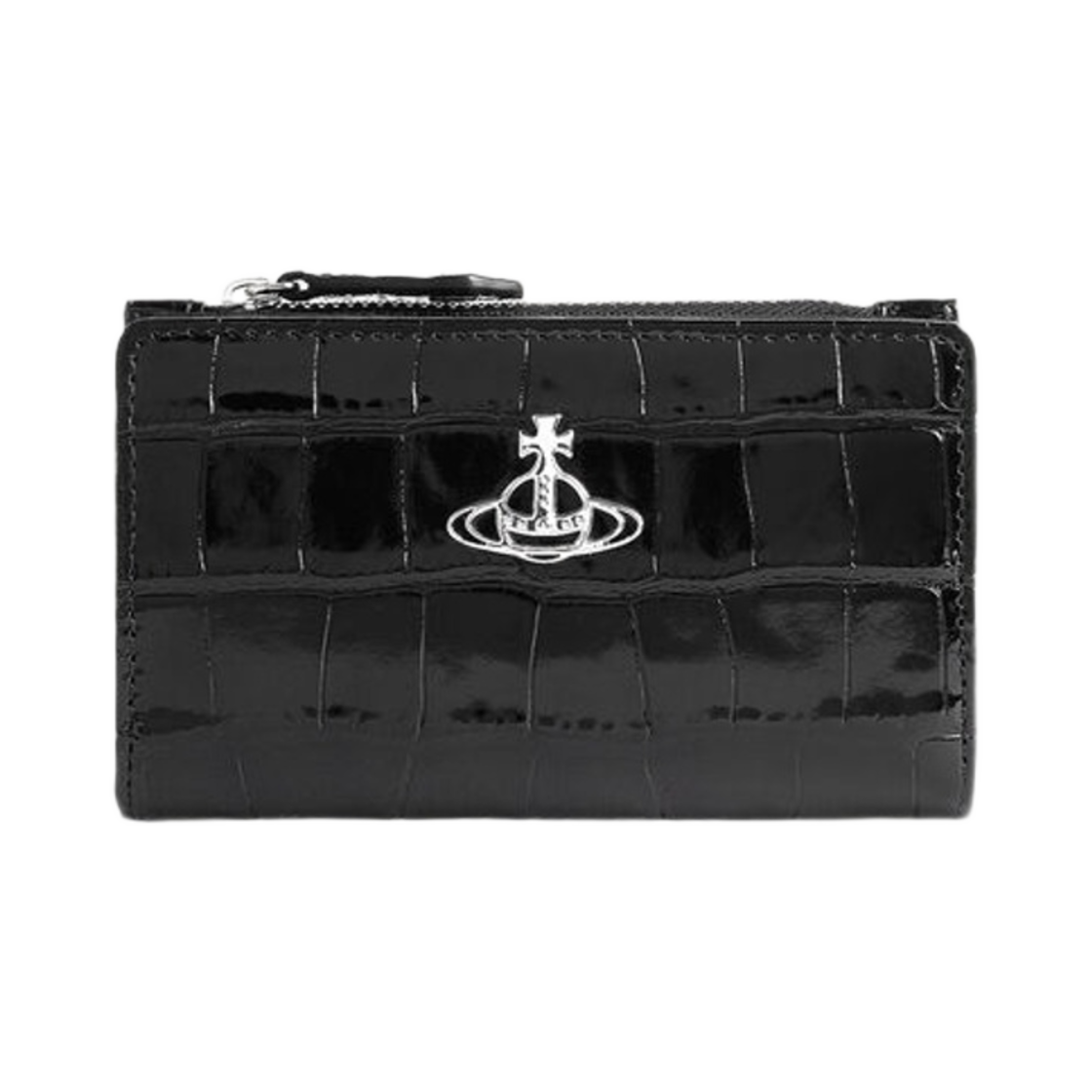 51110038-L0039-N401 Vivienne Westwood Crocodile Slim Flap Card Holder Black