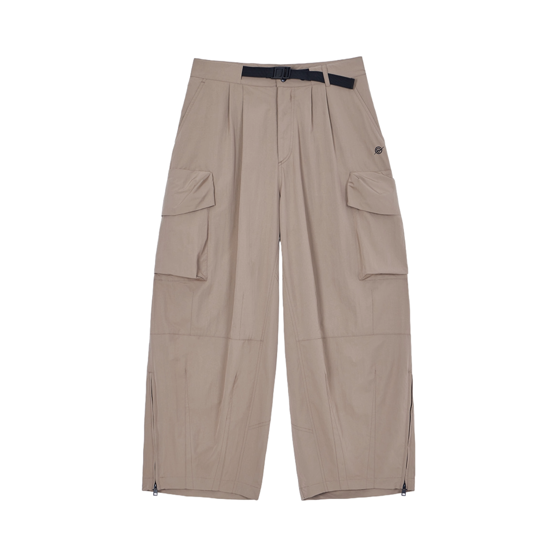KB1PT1212MBG KALA PATTHAR Wide Balloon Ankle Zip Belted Cargo Pants Beige