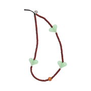 String Ting Brown Suede Jade Truffle Love Heart Wristlet Phone Strap