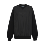 (W) Prada Double Jersey and Nylon Crewneck Sweatshirt Black