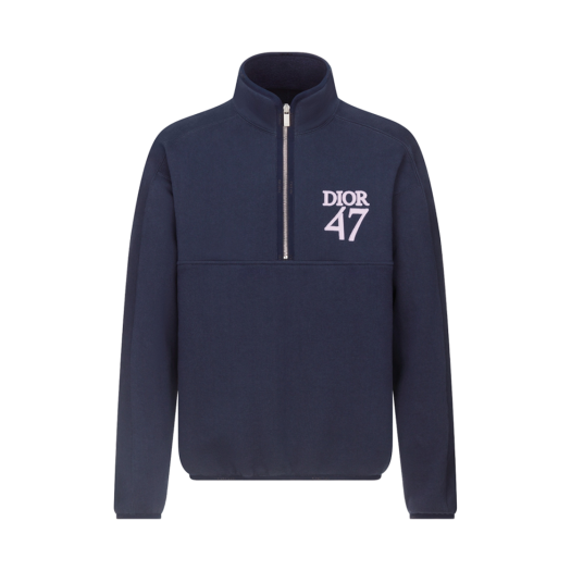 Dior Regular-Fit Fleece Sweater With Stand Collar Navy Blue