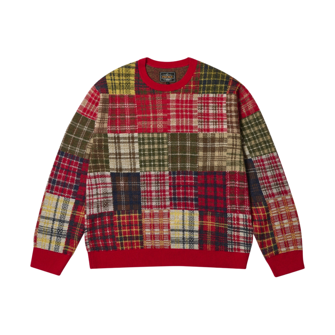 팔라스 x 빔즈 플러스 크루 니트 패치워크 자카드 레드 - 24FW(Palace x Beams Plus Crew Knit Patchwork Jacquard Red - 24FW) - 1