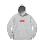 Supreme Swarovski Box Logo Hooded Sweatshirt Heather Grey - 19SS