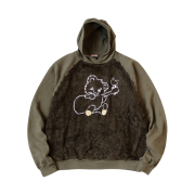 Kapital 30 Fleece x Fur Grizzly Hood Sweatshirt Khaki