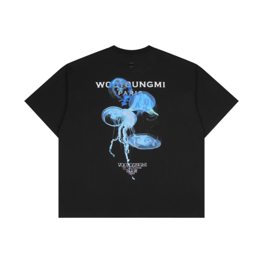 W241TS05716B Wooyoungmi Luminous Jellyfish Back Logo T-Shirt Black - 24SS