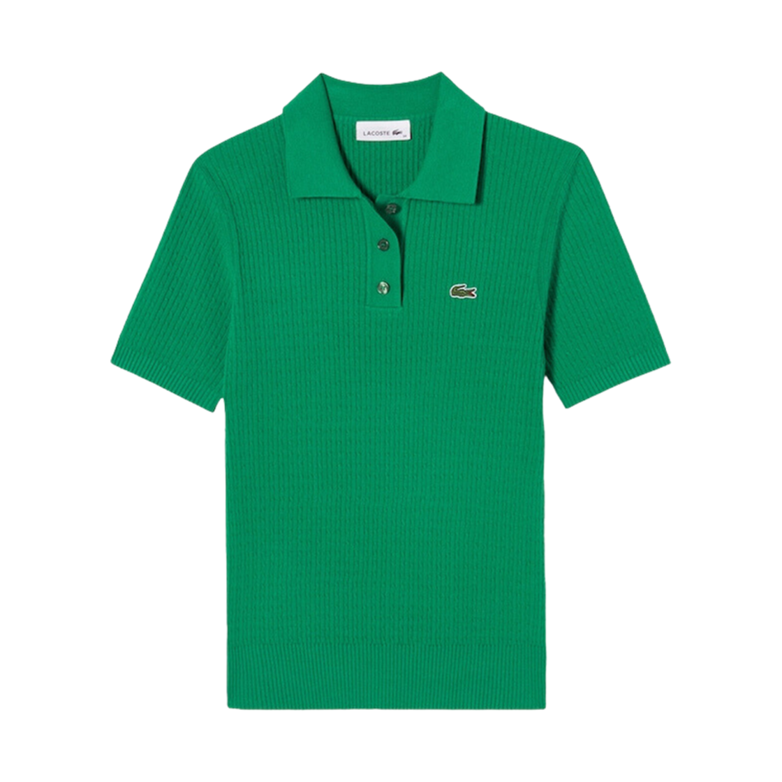 (W) 라코스테 케이블 폴로 스웨터 그린((W) Lacoste Cable Polo Sweater Green) - 1