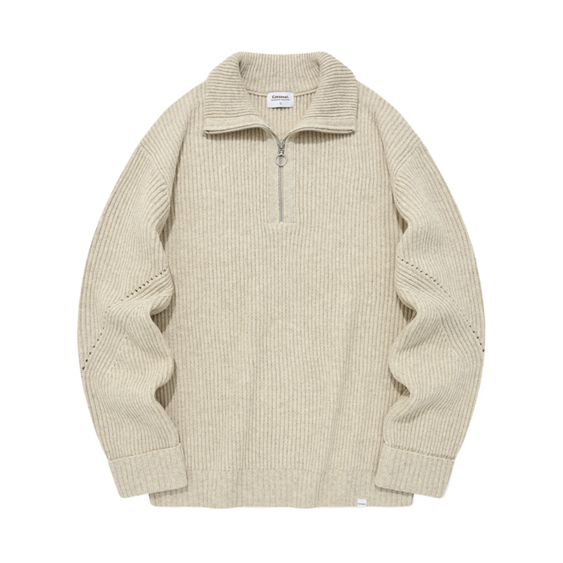 CO2303KT15OT Covernat Lambswool Half Zip Up Knit Oatmeal