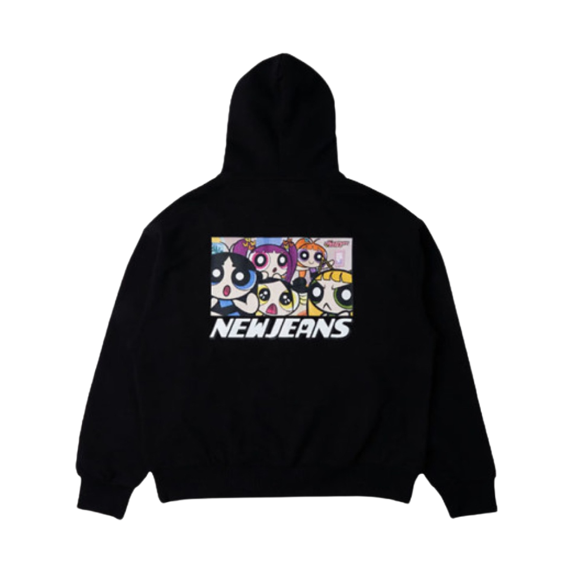 뉴진스 x 파워퍼프걸 풀집 후디드 스웨트셔츠 블랙(Newjeans x The Powerpuff Girls Full-Zip Hooded Sweatshirt Black)