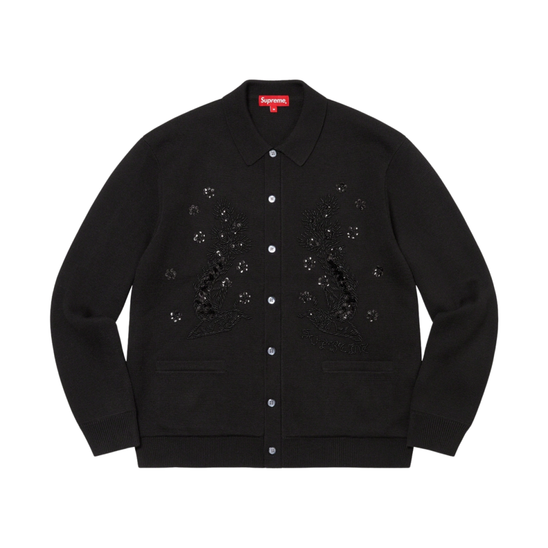 슈프림 비디드 아플리케 가디건 블랙 - 23SS