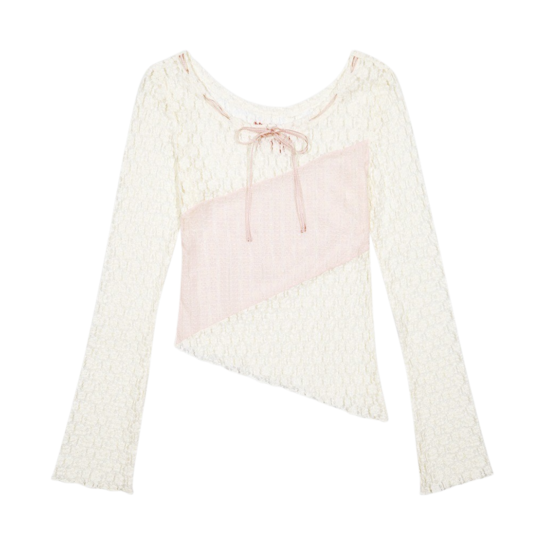 마가린핑거스 레이스 패치워크 티셔츠 크림(Margarin Fingers Lace Patchwork T Shirt Cream) - 1