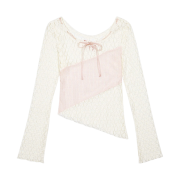 Margarin Fingers Lace Patchwork T Shirt Cream