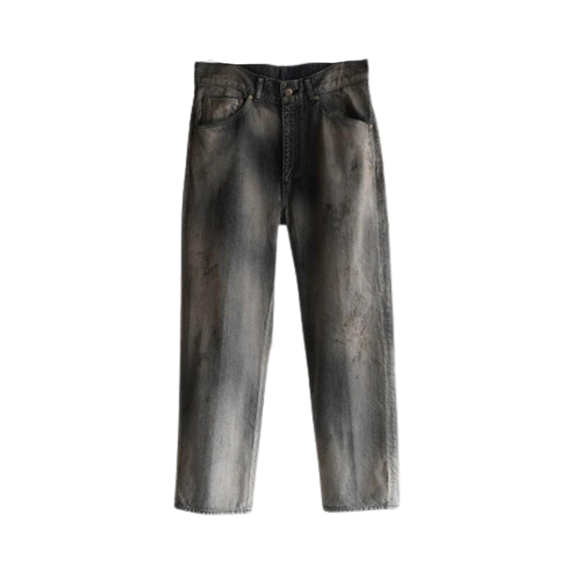ANC-PT35-C Ancellm Aging Black Denim Straight 5P Pants Black