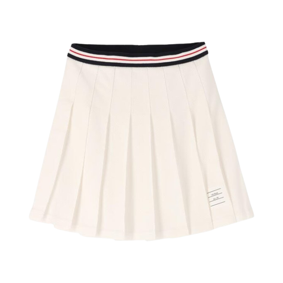 FJK098A-J0082-100 (W) Thom Browne RWB Textured Cotton Tuck Cricket Skirt White