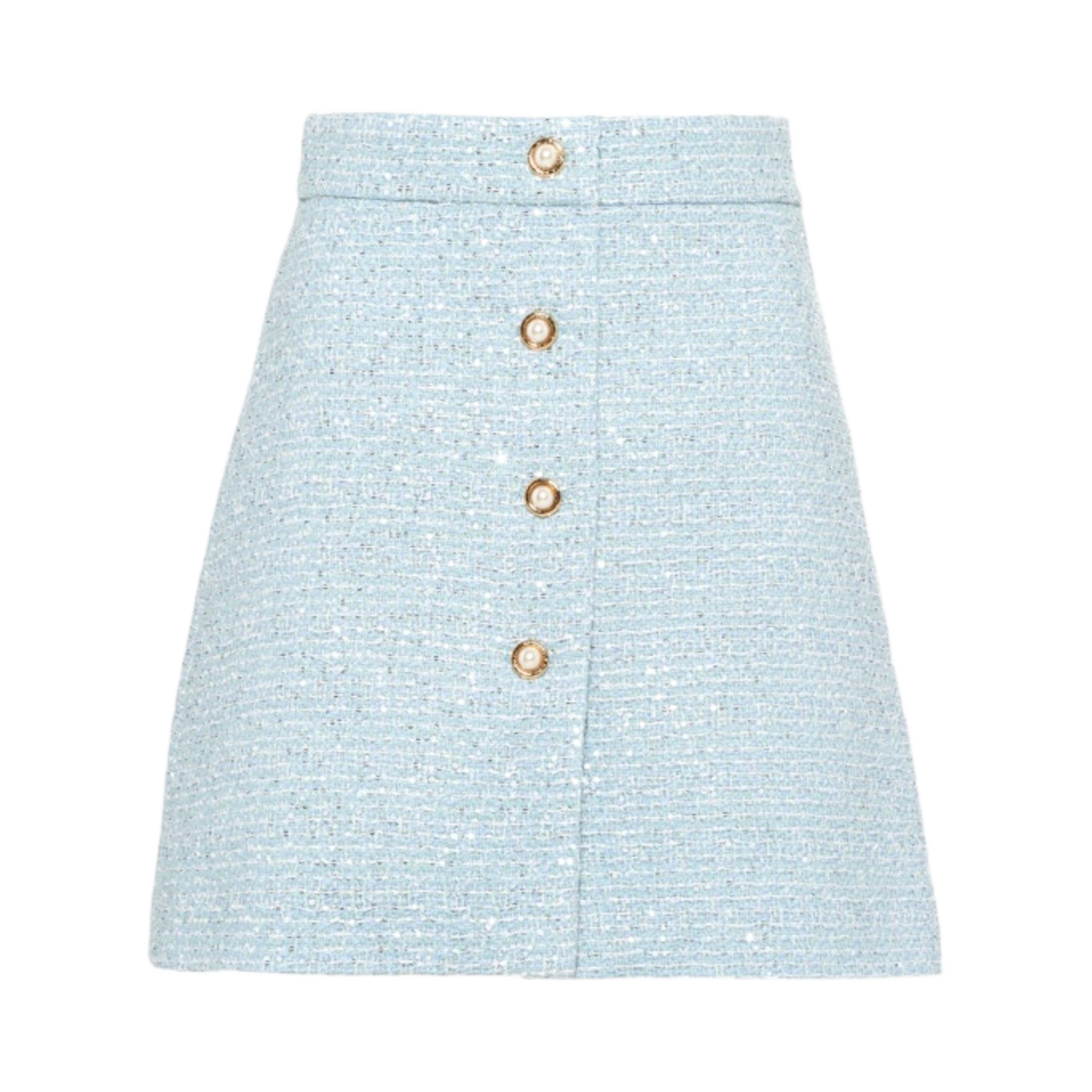 (W) 미우 미우 시퀸 트위드 미니 스커트 아스트로 블루((W) Miu Miu Sequined Tweed Mini Skirt Astro Blue) - 1
