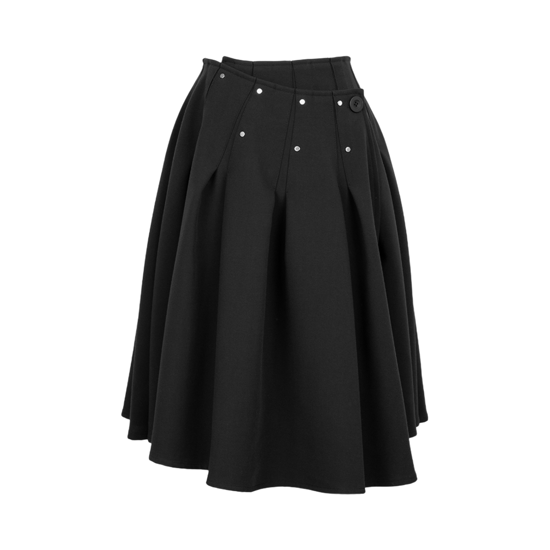 러프넥 플리츠 랩 스커트 블랙(Roughneck Pleats Wrap Skirt Black)