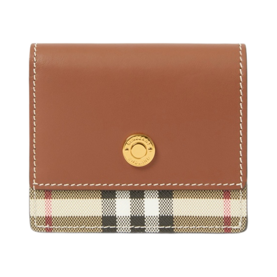 버버리 빈티지 체크 레더 스몰 폴딩 지갑 탄(Burberry Vintage Check Leather Small Folding Wallet Tan) - 1
