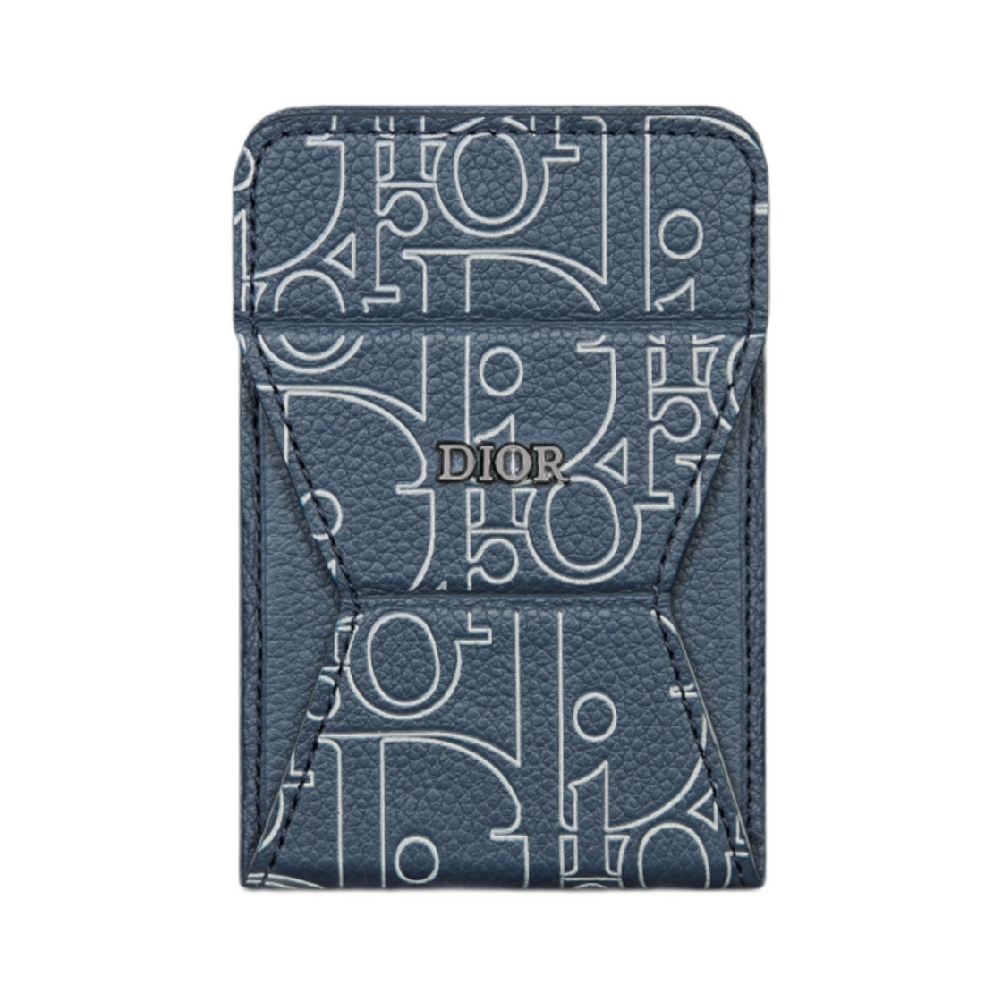 2ESCH185FGP-H578 Dior Card Holder with Magnetic Phone Stand Dior Gravity Outline Leather Navy Blue