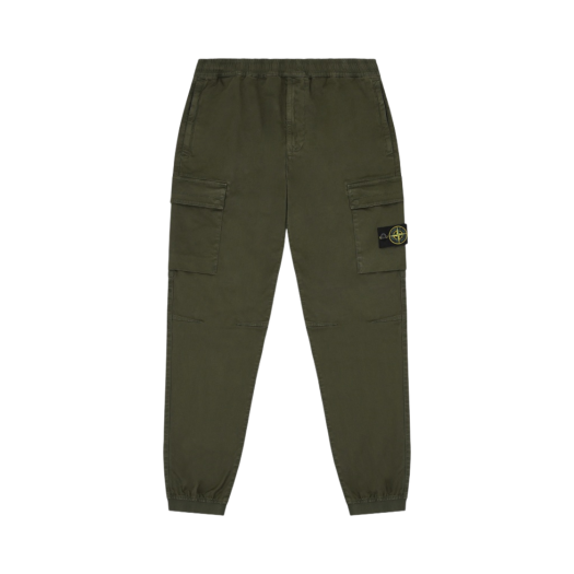 Stone Island 313L1 Stretch Broken Twill Cotton Garment Dyed Old Effect Cargo Pants Olive Green - 23FW