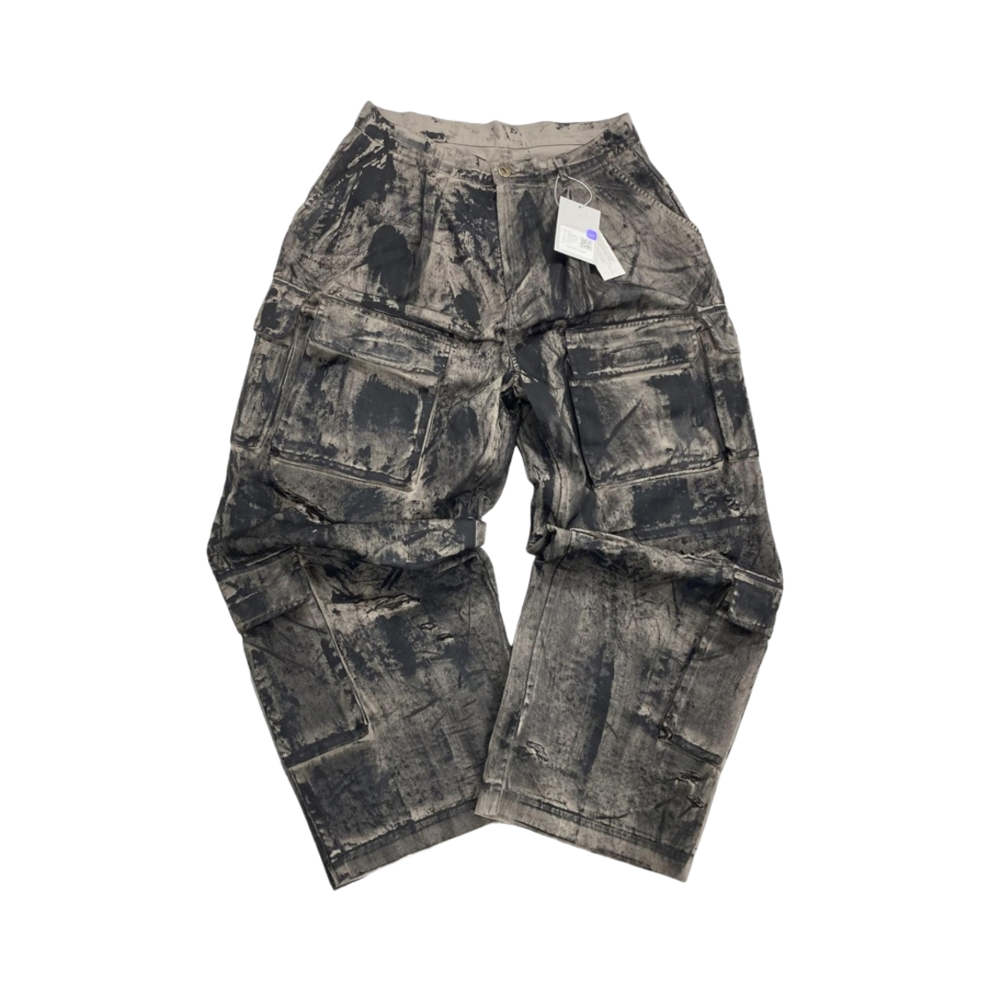 언더마이카 퓨크 러프 오일 코팅 와이드 카고 팬츠 오일 블랙 - 23SS