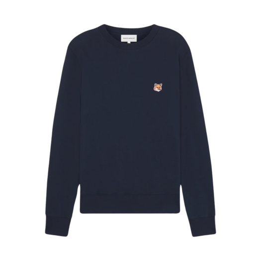 LM00301KM0001-P476 Maison Kitsune Fox Head Patch Regular Sweatshirt Ink Blue