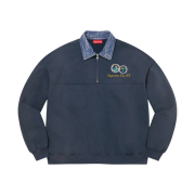 Supreme Denim Collar Half Zip Sweatshirt Navy - 23SS